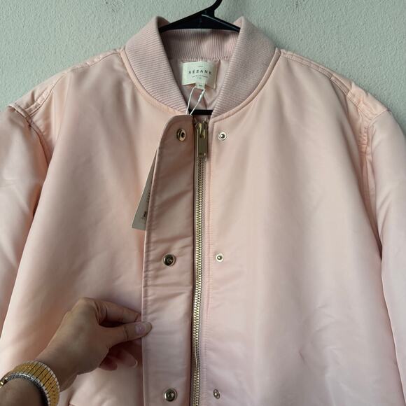 NWT NEW Sezane Richie Padded Bomber Jacket in Powder Pink EU 42 - Picture 5 of 9